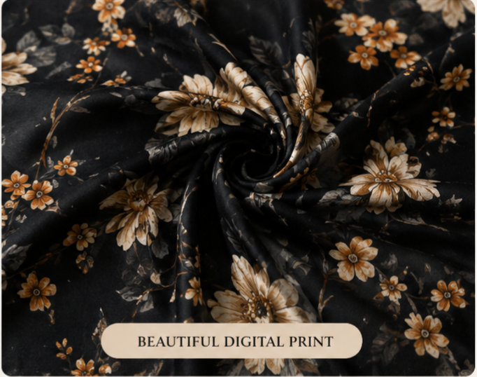 Black Elegance - premium Floral 3-Piece Fabric