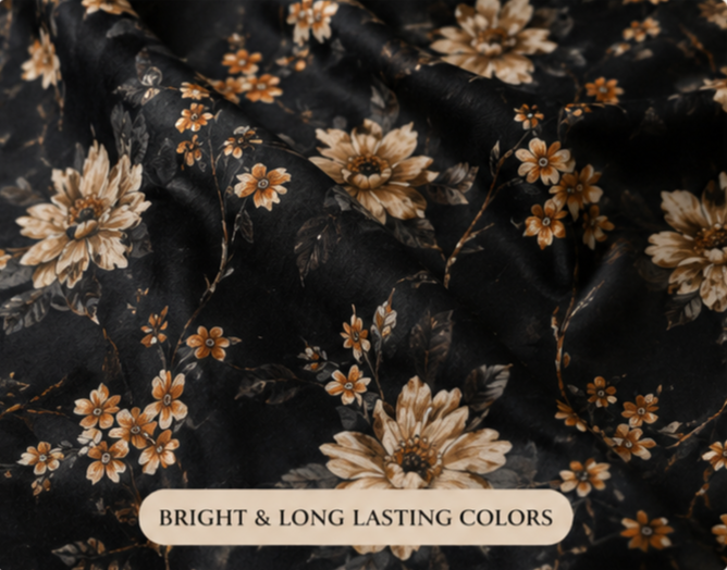 Black Elegance - premium Floral 3-Piece Fabric